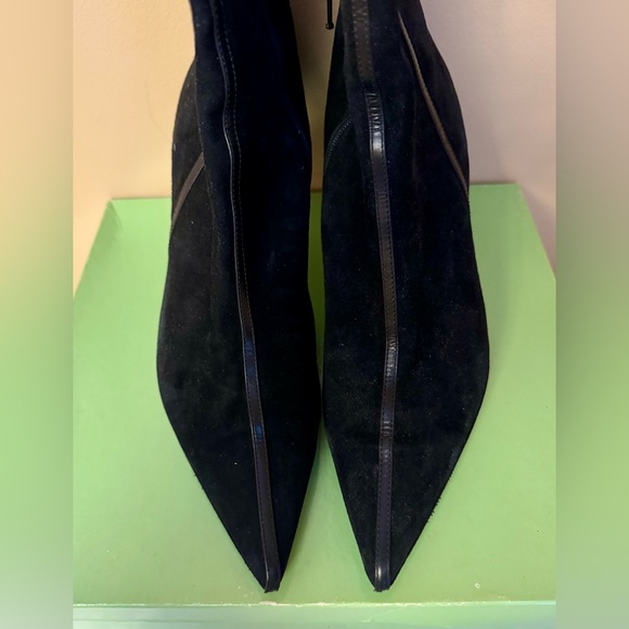 Made in Italy, Fabio Rusconi Black Suede Booties with Leather Stripe - Size 39.5 - Picture 4 of 11
